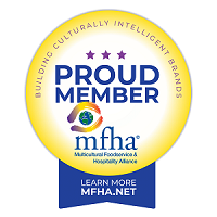 MFHA-Logo Multicultural Foodservice and Hospitality Alliance (MFHA) Proud Member Logo - Yellow and Blue Medallion